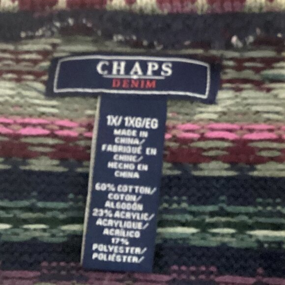 Chaps Cotton Blend Knit Button Vest Nordic Fair Isle Plus Sz 1X #237E - Picture 6 of 7